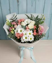 Букет цветов из:  Розы, Лизиантусы и Хризантемы в Большеустьикинское