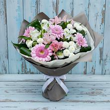 Букет цветов из:  Герберы, Альстромерии и Хризантемы в Большеустьикинское