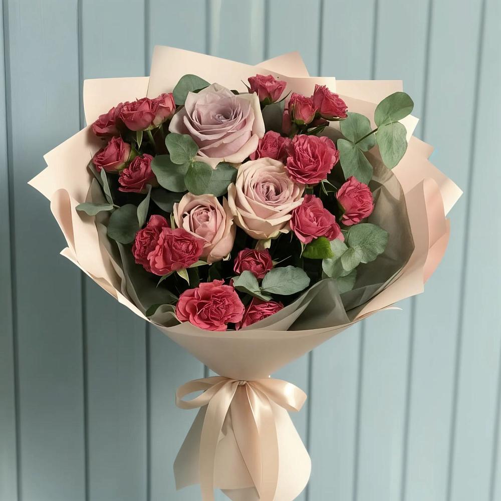 Букет цветов из: Гвоздики и Розы в Большеустьикинское