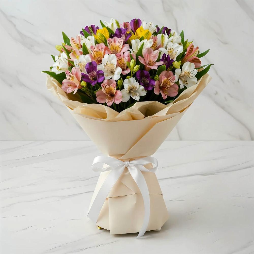 Букет цветов из: Альстромерии в Большеустьикинское