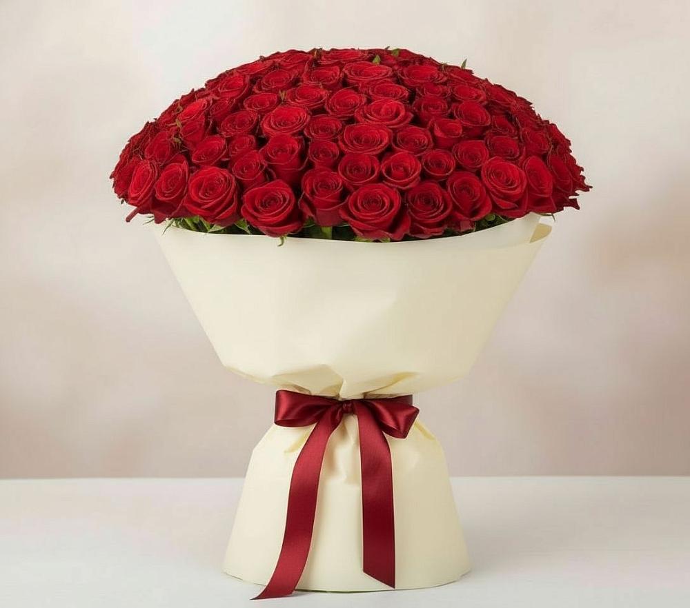 Букет 101 Красная роза Милано в Большеустьикинское