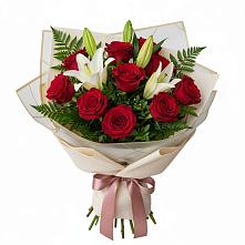 Букет цветов из:  Лилии и Розы в Большеустьикинское