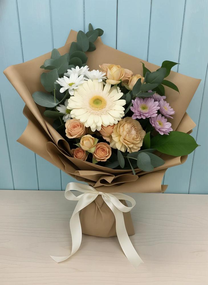Букет цветов из: Герберы и Хризантемы в Большеустьикинское