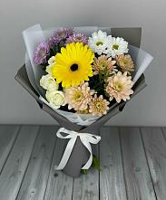 Букет цветов из:  Розы, Герберы и Хризантемы #REPLACE_PRED# Большеустьикинское