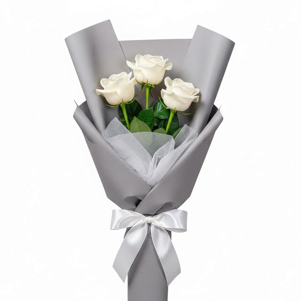 Букет 3 белые розы в Большеустьикинское