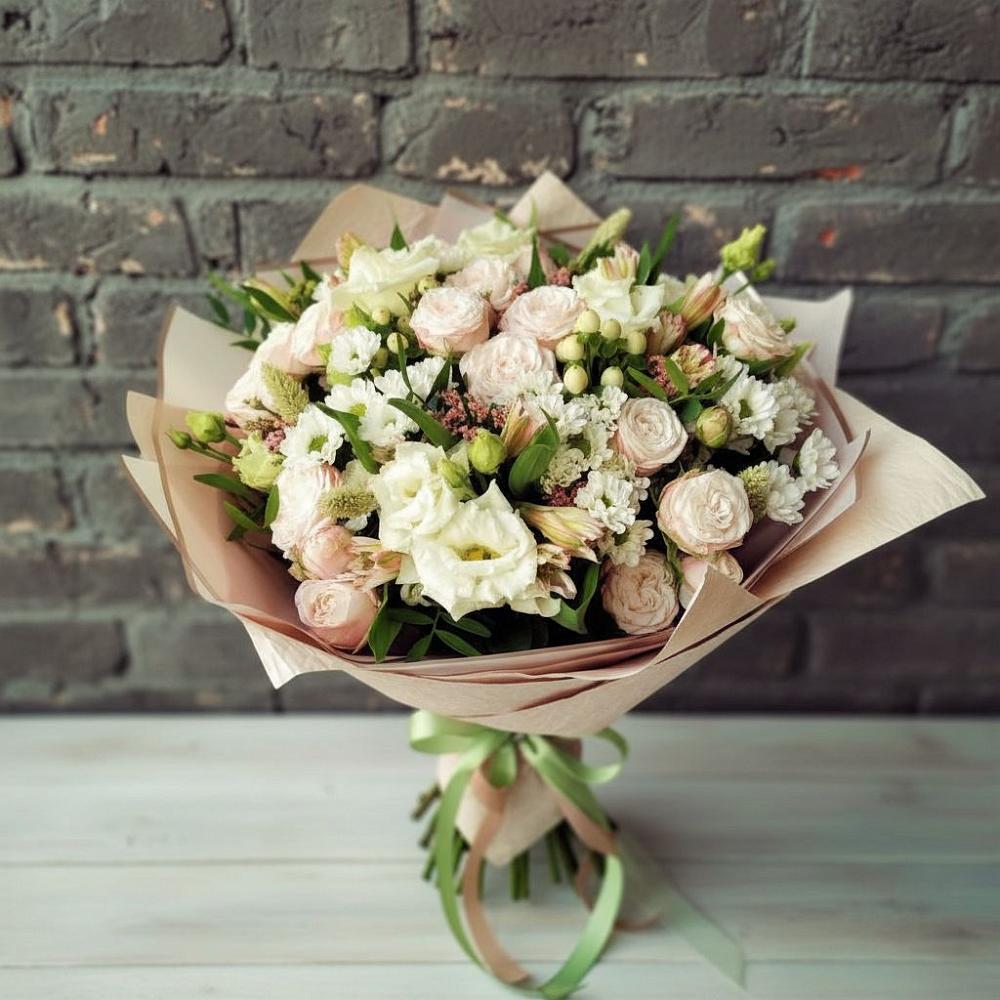 Букет цветов из: Альстромерии, Розы и Хризантемы в Большеустьикинское