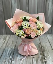 Букет цветов из:  Гвоздики, Розы и Хризантемы в Большеустьикинское