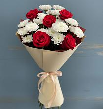 Букет цветов из:  Розы и Хризантемы в Большеустьикинское