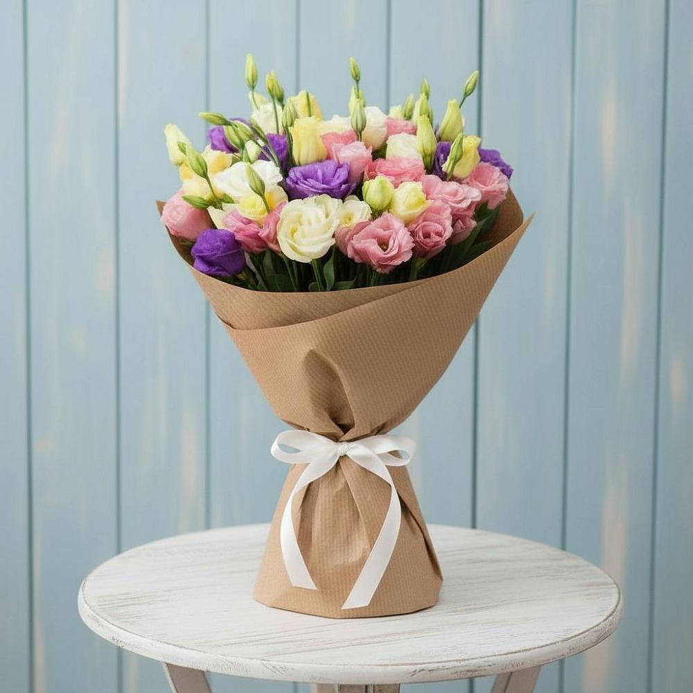 Букет цветов из: Лизиантусы в Большеустьикинское