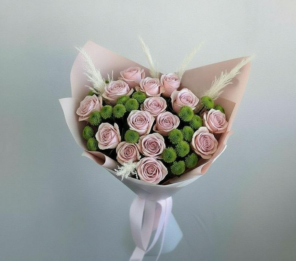 Букет цветов из: Розы и Хризантемы в Большеустьикинское