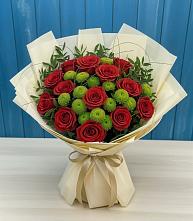 Букет цветов из:  Розы и Хризантемы в Большеустьикинское