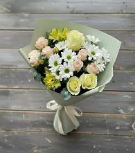Букет цветов из:  Альстромерии, Розы и Хризантемы в Большеустьикинское