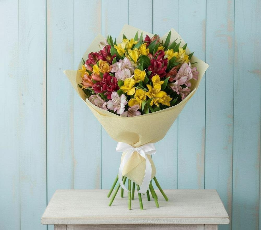 Букет цветов из: Альстромерии в Большеустьикинское