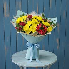 Букет цветов из:  Альстромерии и Хризантемы в Большеустьикинское
