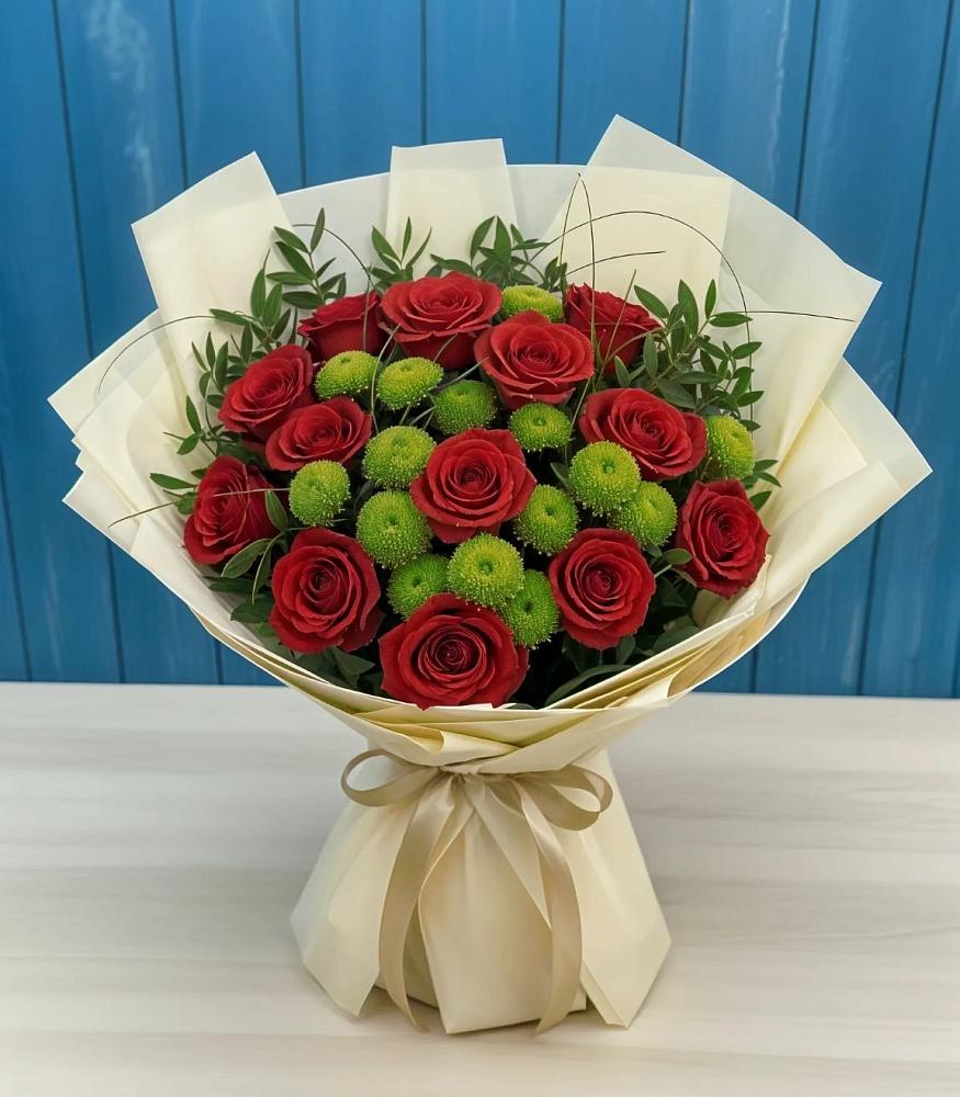 Букет цветов из: Розы и Хризантемы в Большеустьикинское