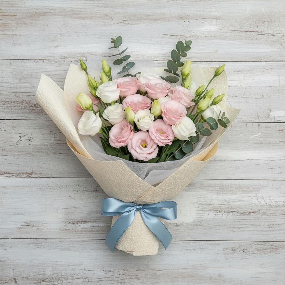 Букет цветов из: Лизиантусы в Большеустьикинское