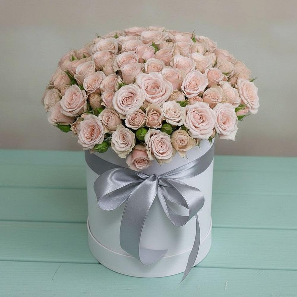 Цветочная композиция из Розы в шляпной коробке в Большеустьикинское